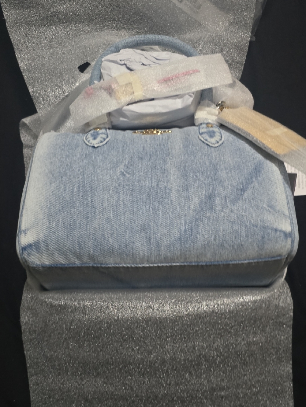 Coach Outlet Rowan Satchel Bag In Loved Denim With Charms - Picture 4 of 5